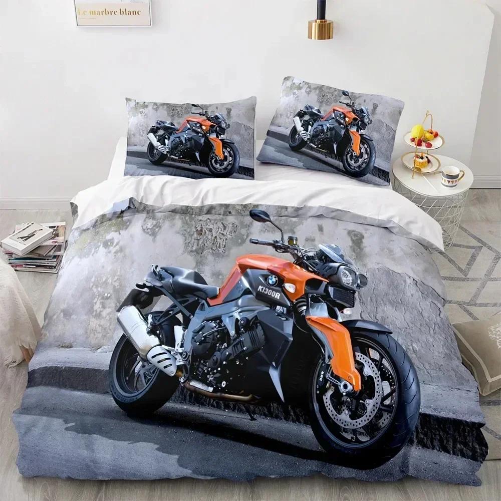 Top 3D Print Motorcycle Bedding Set Boys Girls Twin Queen King Size Duvet Cover Pillowcase Bed For boys Adult Home Textileextile