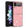 Phone Case for Samsung Galaxy Z Flip 3 4 5 6 7 Folding Black Shell For Samsung Z Flip4 Flip5 PC Hard Cover Pink Grid