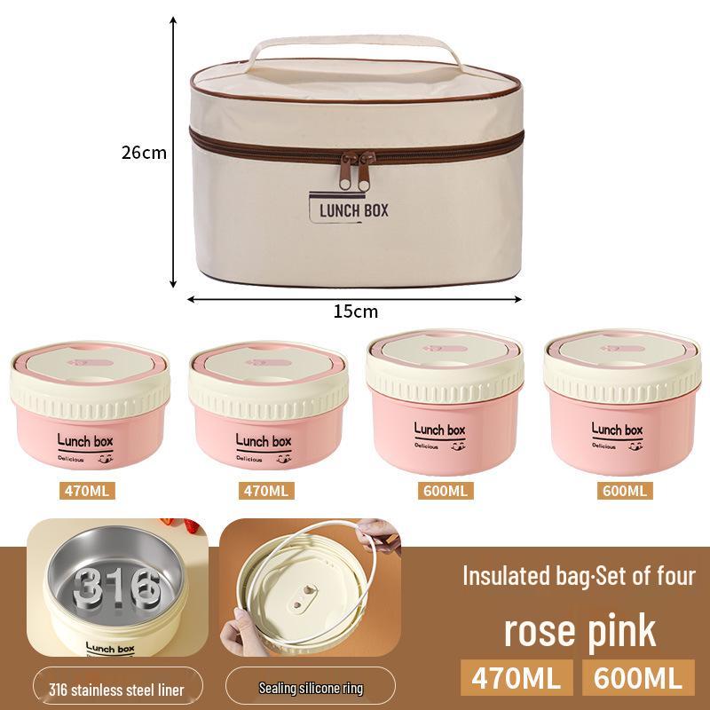 304 Stainless Steel Insulated Bento Box - Microwaveable Lunch Box & Soup Container, Ideal for Office Workers & Students