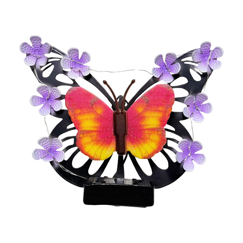 Painted Butterflies Decorative Light with Flower LED Waterproof Hollow Out Wall Decoration Lights for Outdoor/Patio/Garden