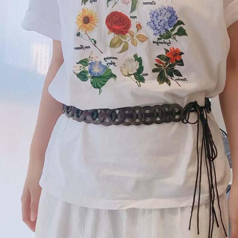 Adjustable Beaded Waist Chain Coffee Retro Tassel Waist Chain Coconut Shell Woven Belt  Cool Girls