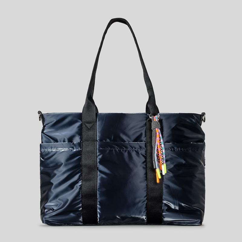 

Сумка-тоут из водонепроницаемой нейлоновой ткани, большая вместимость, сумка-тоут для поездок на работу и путешествий через плечо синий