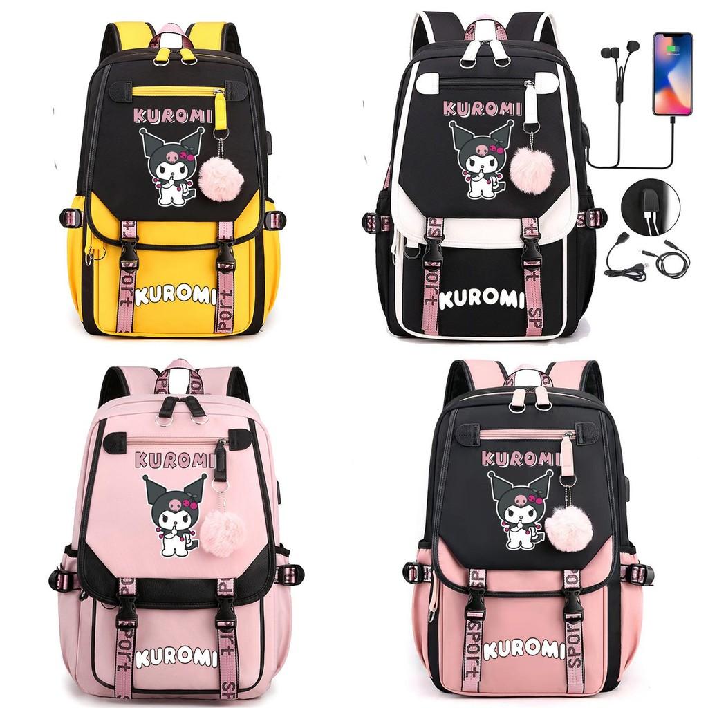 Kuromi Student Backpack With Usb Charging Port For Casual Travel And School Use