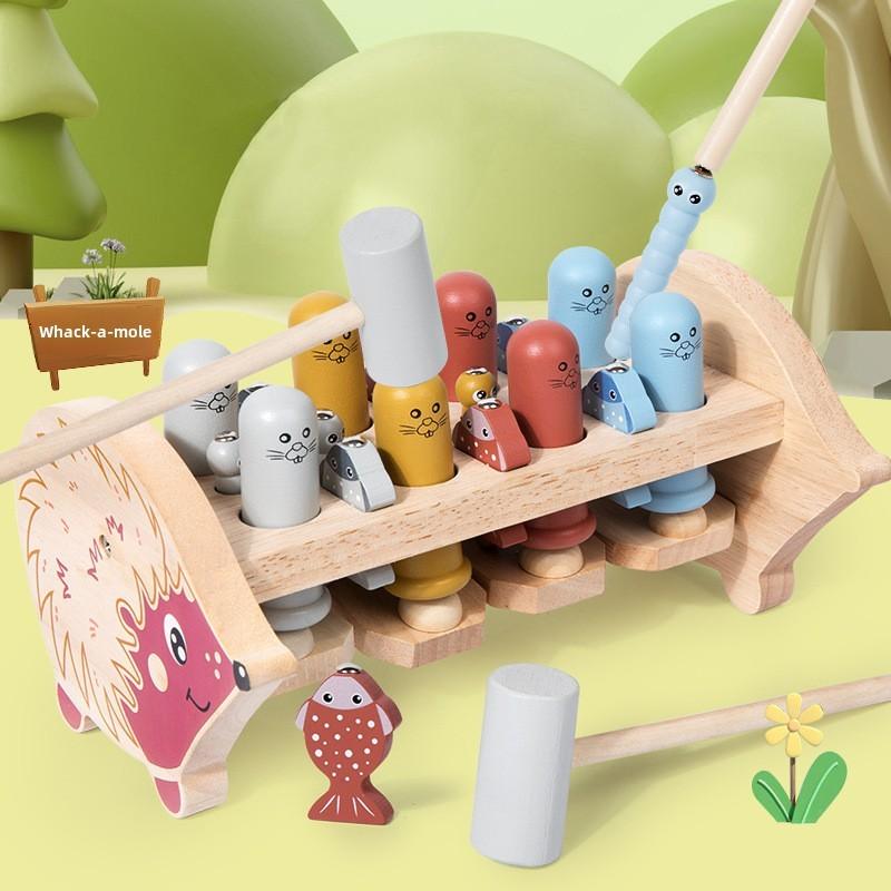 Wooden Fishing And Groundhog Children Puzzle Toys For Early Childhood Learning