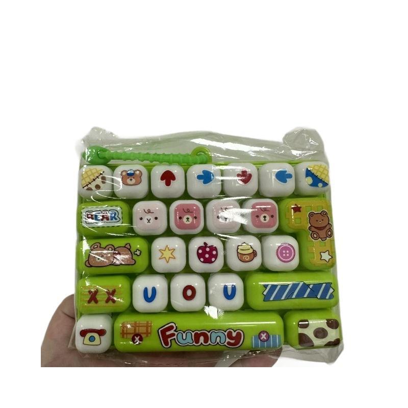 1Pcs Student Backpack Keychain 26 Key Simulated Keyboard Pressure Release Bell Pendant Desktop Animal Decoration
