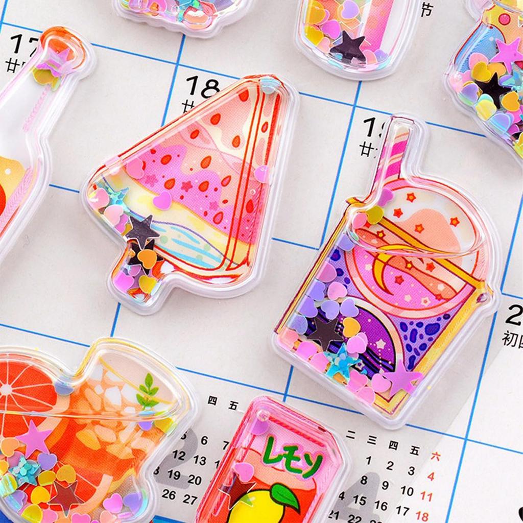 3D Cute Sequined Animal and Character Set of Perfect for Smartphone Water DIY Creative Gifts for Kids Set of Water-filled Puku-Puku Stickers,