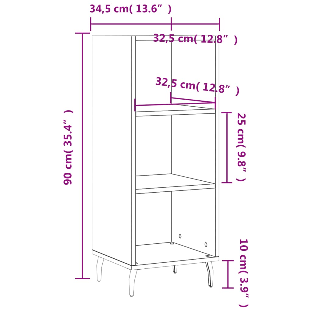 Sideboard Concrete Grey 34.5 x 32.5 x 90 cm Wood Based Panel