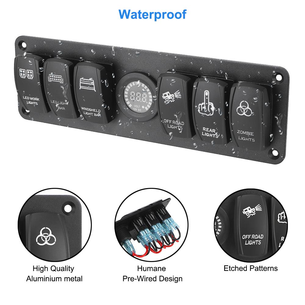 6 Gang 24V 12V Switch Panel Car Light Toggle Truck Buttons Voltage Test RV Caravan Accessories For Boat Marine Trailer CamperGood product