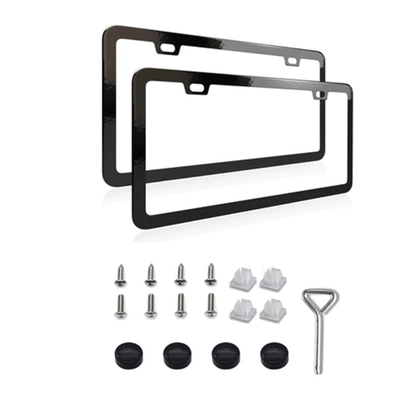 Universal American License Number Plate Bracket Frame Stainless Steel Metal with Standard Screw Exterior Accessories