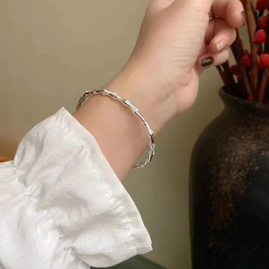 New Chinese Antique Bamboo Joint Push-Pull Adjustable Bracelet, Female Tide Joint High Bamboo Joint Girlfriend Bracelet