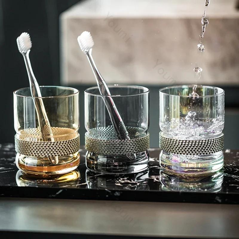 Light Luxury Glass Mouthwash Cups Home Bathroom Couple Mouthwash Cup High End Bathroom Glass Exquisite Transparent Cup