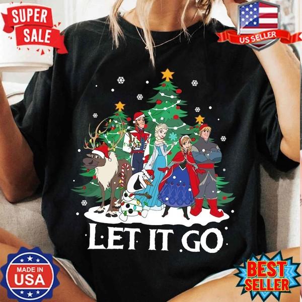 Disney Christmas Frozen Let It Go Shirt Elsa Olaf Christmas T-Shirt S-5XL Unisex T-Shirt L