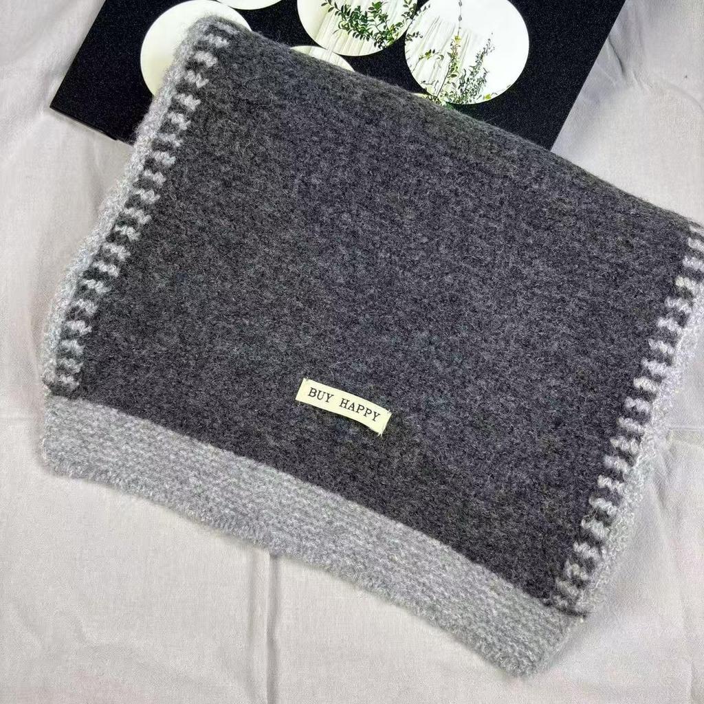 Korean Style High-End Wool-Blend Soft Knit Scarf: Warm, Versatile Autumn/Winter Snood for Women and Students