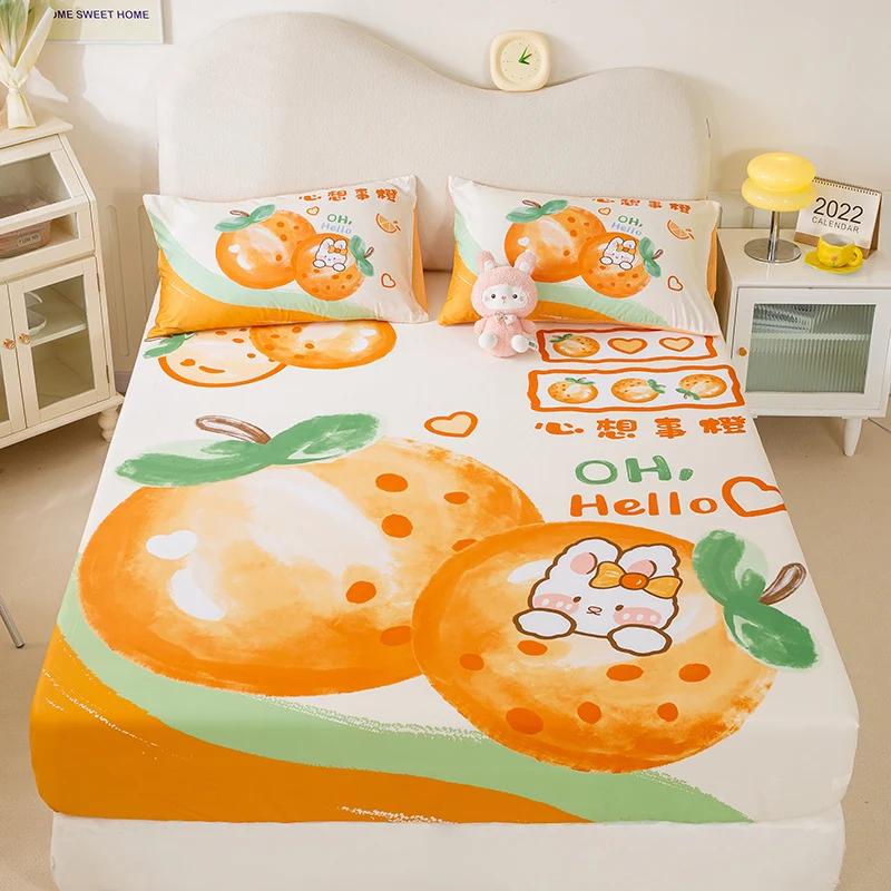 New Purple Flowers Fitted Sheet Set 100% Cotton Printed Fitted Sheet Pillowcases for Kids Boys Girls Bedroom Decor Bedding Set