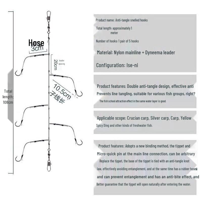 Dyneema Anti-Tangle Sabiki Rig with Ise Ni Hooks for Sea and Raft Fishing.