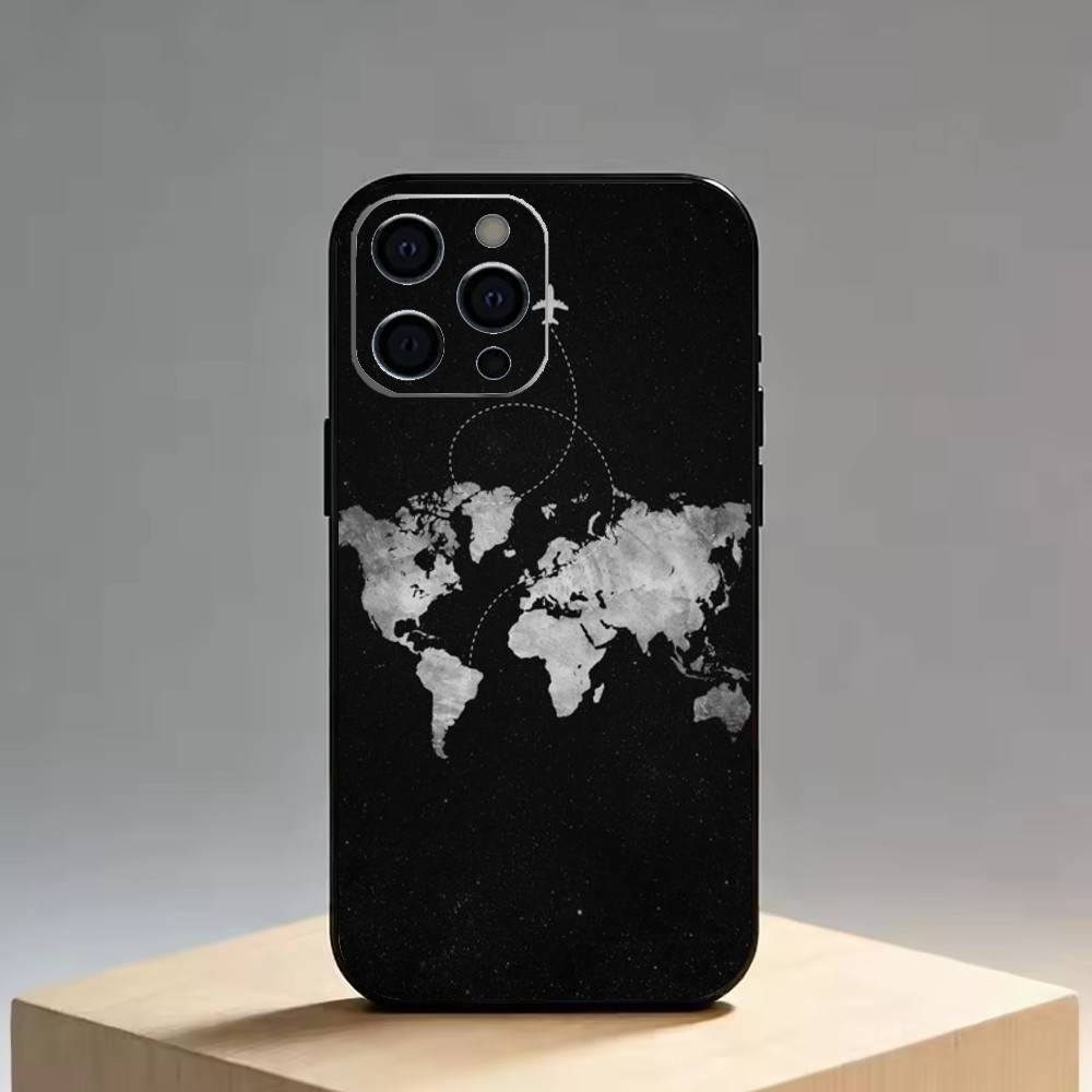 Travel-Inspired Airplane Route   Phone Case For iPhone 17,16,15,14,13,12,11 Plus,Pro Max,XS,Soft Silicone Black Cover