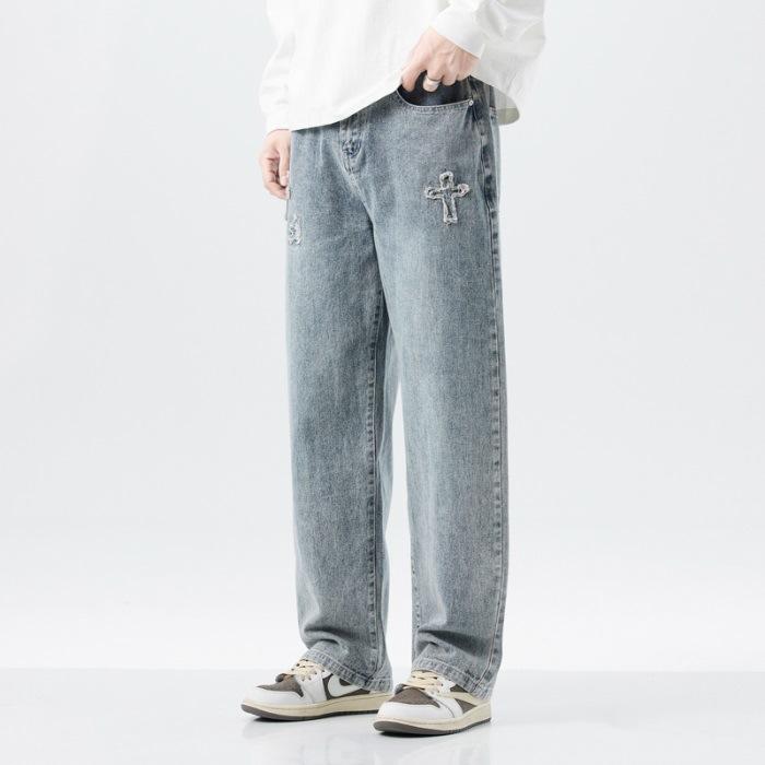 

Джинсы с широкими штанинами Мужские Свободные Прямые Брюки Американские Весенние Новые Брюки Мужские 4XL