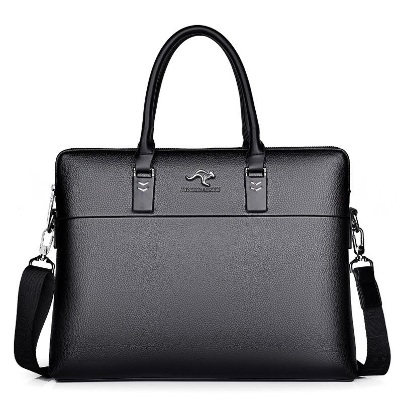 

TS JYL laptop bag,Men Bag Handbag Horizontal Business Briefcase Leather Shoulder Crossbody 14 inches чёрный