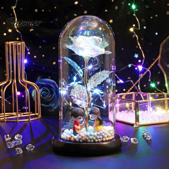 Birthday Rose Present Flower Gifts for Her Mom Wife Grandma Light Up Eternal Gift in A Dome Romantic Anniversary Valentine's Day Christmas
