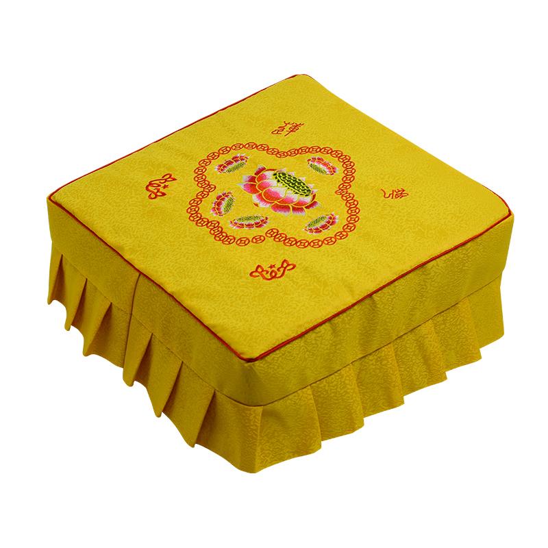 Lotus-Stickerei Anbetung Baddha Kissenbezug Satin Yoga Tischset-Abdeckung Tempel Buddhistischer Segen Gebet Futonbezug Ohne Füllung