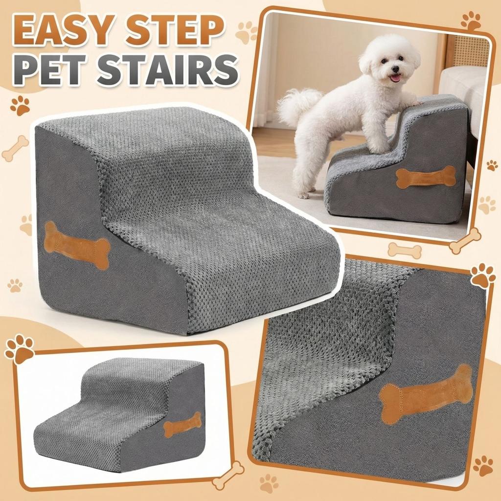 2/3/4-Step Dog Stairs Ramp,  Dog Steps for High Bed Couch Sofa Climbing, 35D Foam Pet Steps for Small Dogs and Cats