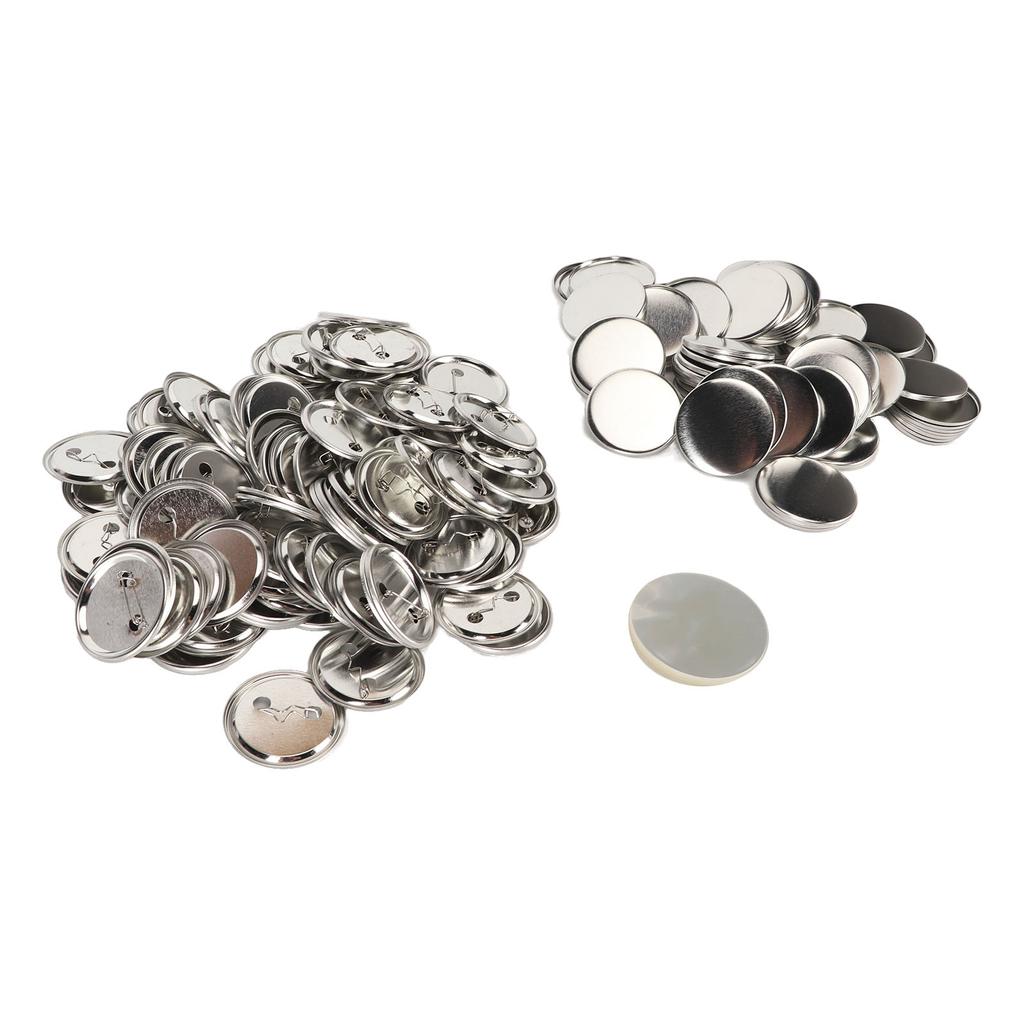 100 Set Pin Back Button Parts Blank Smoothing Metal Durable Clip Button Making Supplies for Badge Craft DIY 56MM