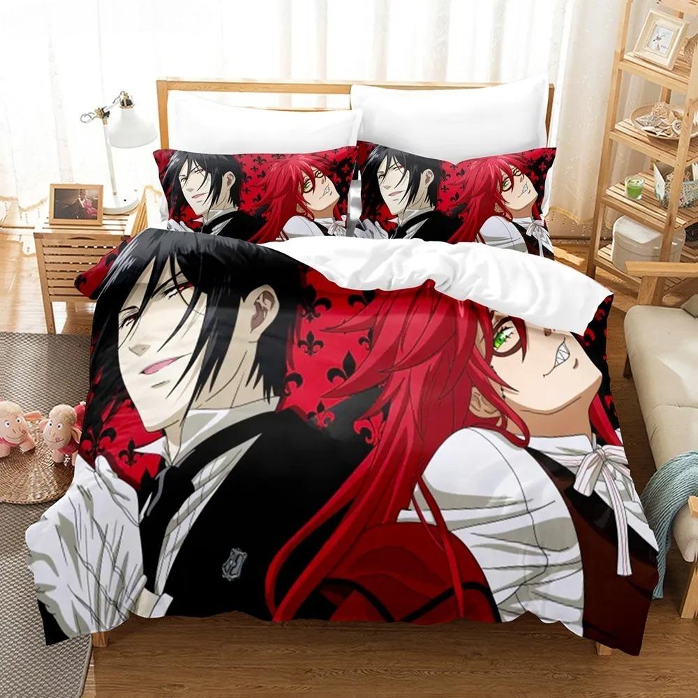 

Постельное белье с аниме «Черный дворецкий» Cool Sebastian Ciel Dakimakura Комплект постельного белья для взрослых Пододеяльник Односпальный Двуспальный Покрывало из микрофибры 135X200cm-2pcs