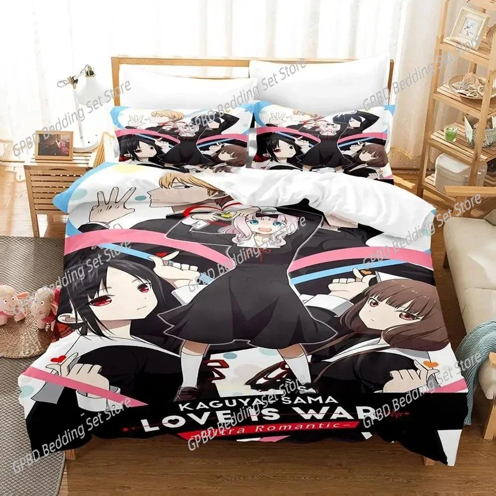 Anime Kaguya-Sama Love Is War 3D Bedding Set Duvet Cover Pillowcases Single Twin Full Queen King Size Home Decor Quilt Boys Gift