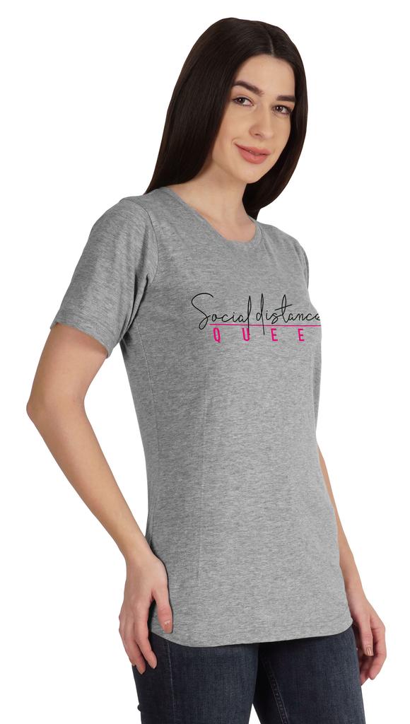 Inkmeso Social Distance Queen Graphic Tshirt Short Sleeve Women Casual Tee
