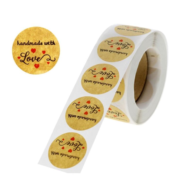Handmade Sealing Stickers 500pcs/roll for Creative Love Heart Wrapping Decal for Home Festival Birthday Party Gift Packa