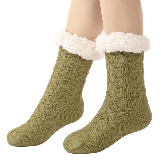 1 Paar Kaschmirsocken, Slipper-Socken mit Rutschfesten Punkten, dicke Winter-Schlafsocken für Damen und Senioren