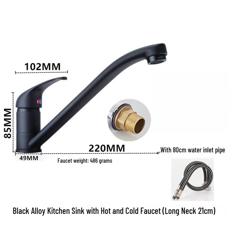 TLXT Black Wall-Mounted Kitchen Faucet
