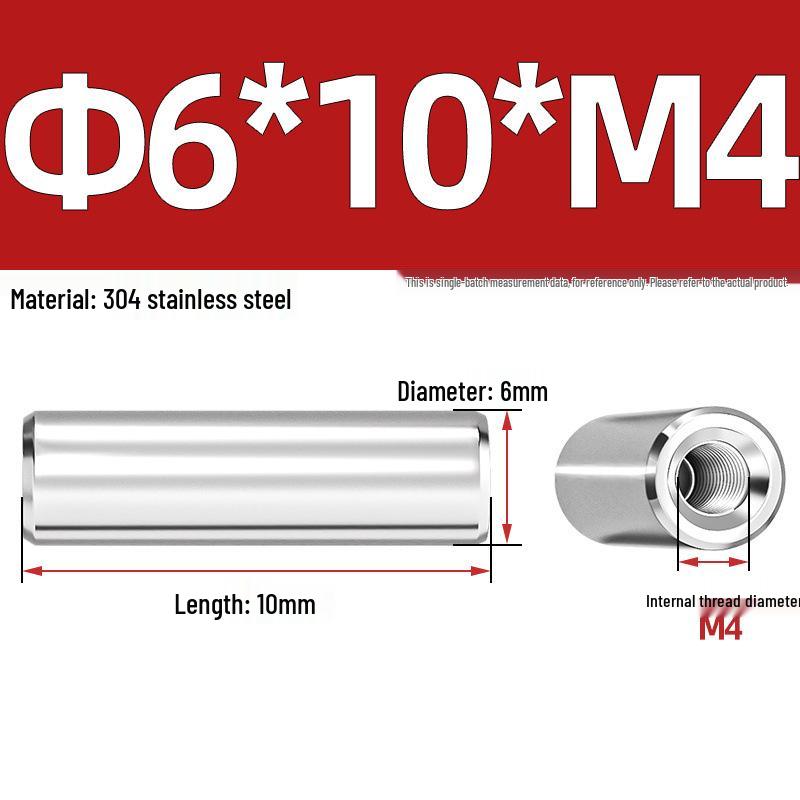 Pin Cilindric din Oțel Inoxidabil 304 cu Filet Interior M4/M6/M8 și Orificiu - Coloană de Suport și Ghidare