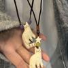 Korean Style Retro Cat Pendant Necklace Charms Minority Design Beaded Necklaces Jewelry Ornament Clavicle Chain Choker