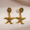 Medieval Style Geometric Round Starfish Earrings High-end Earrings