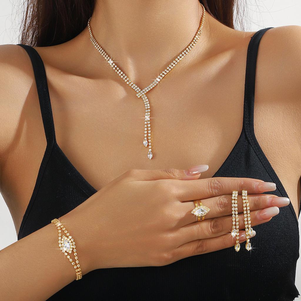 Fashion Accessory Set - Simple Necklace, Earrings And Bracelet Set - Wedding Dress Jewelry Set For Women - Bride's Jewelry Set