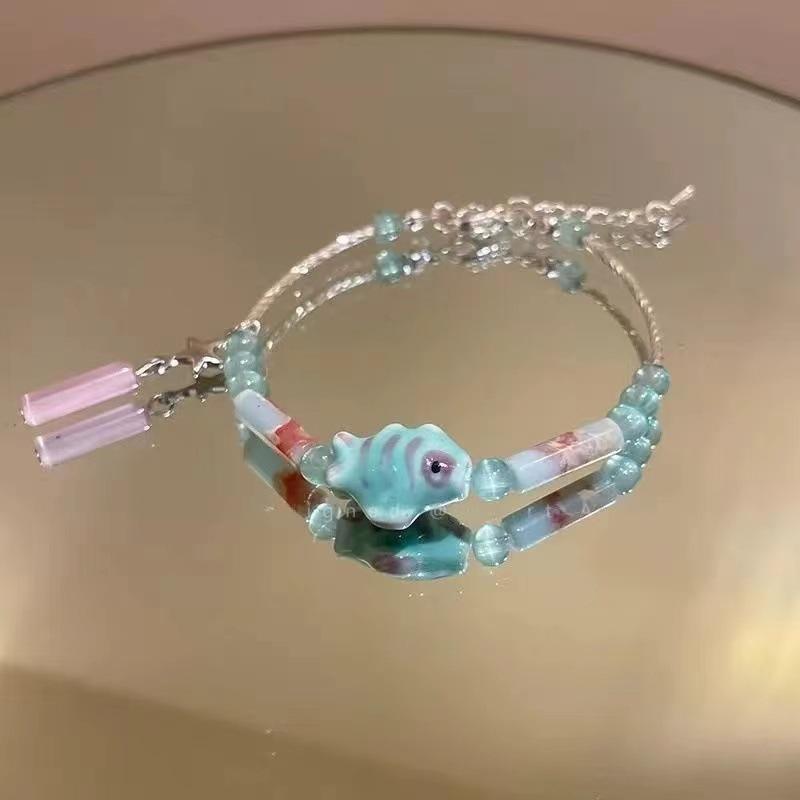 Summer Cute Cartoon Robot Colored Beaded Bracelet