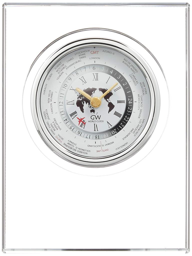 NARUMI Watch Glassworks Monolith Clear Height 18cm World Clock GW1000-11064