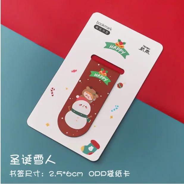 5Pcs Cartoon Magnetic Bookmark Cute Office Supplies Kawai Christmas Teacher Gift Paper Book Page