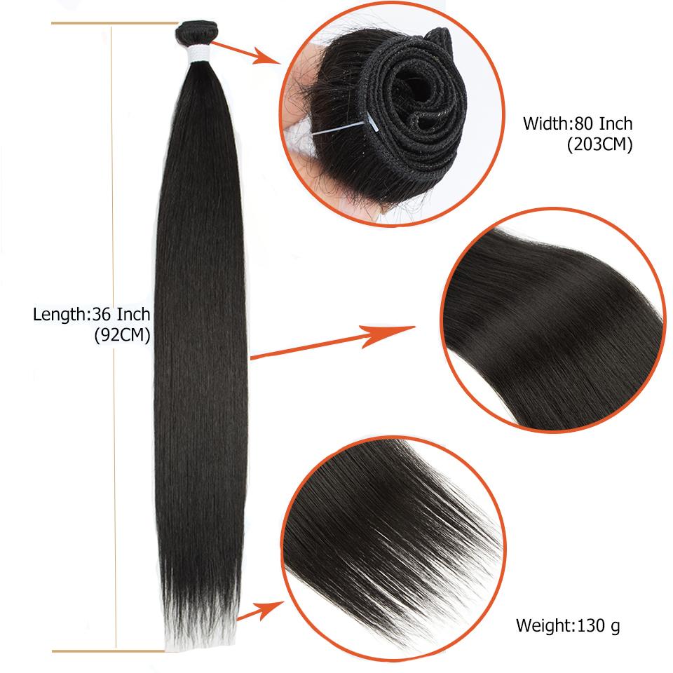 Synthetic Straight Hair Extension Salon Natural Hair Bundles 24-36 Inches Ombre Brown Blonde Fake Hair High Temperature Fiber