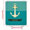 1pc Nautical Anchor Shower Curtain - Teal Stripes, Vintage Marine Design, Polyester, Machine Washable, Bathroom Decor