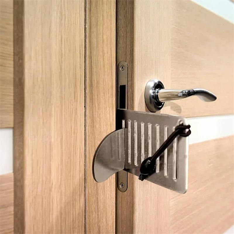 Portable 8cm Stainless Steel Door Blocker, Anti-Theft Security Lock for Home, Hotel & Travel, Privacy Protection Tool
