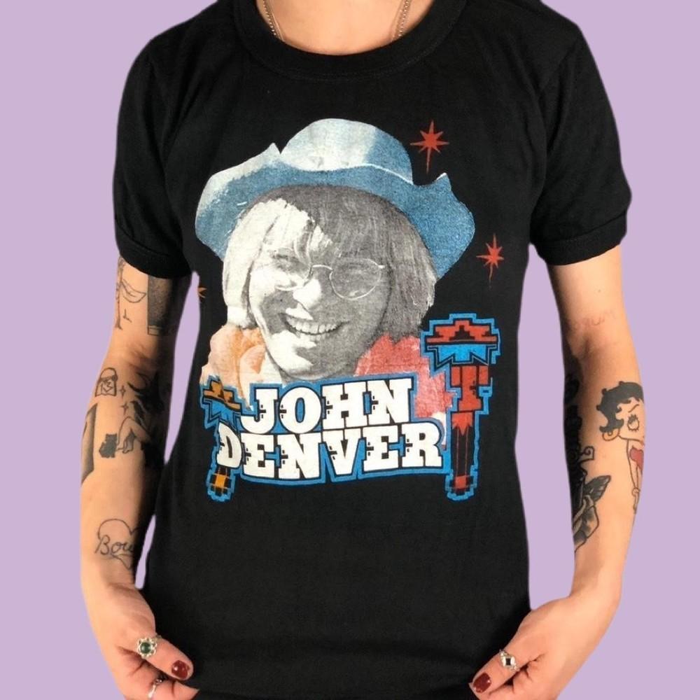 John Denver Black Cotton Tshirts S5XL Unisex CL07 Unisex T-Shirt S