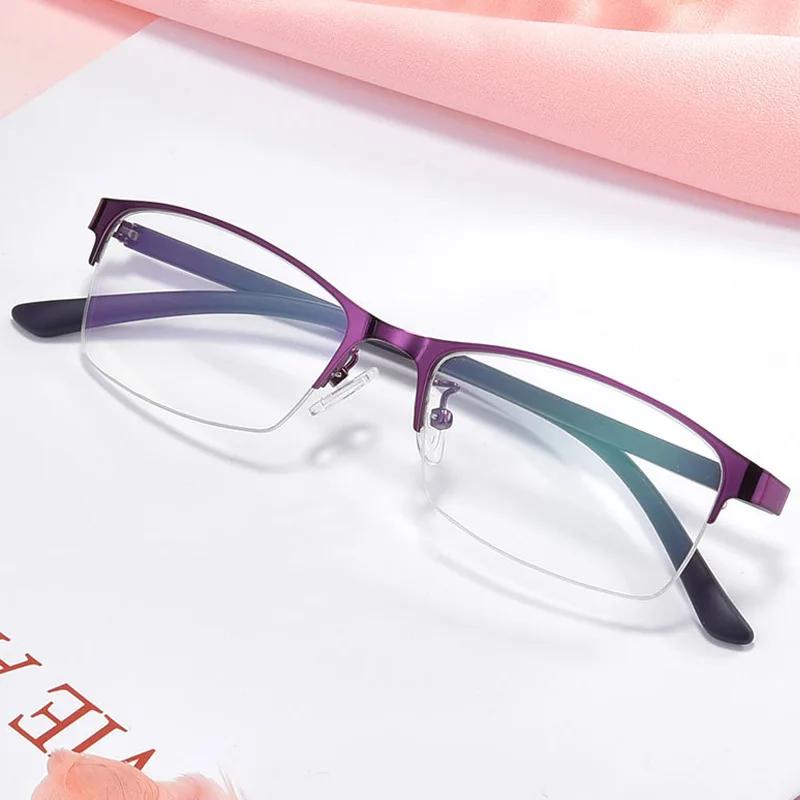 Male and Women Myopia Classification Metal Half Frame Anteojos Miopes 1.0 1.5 2.0 2.5 To 4.0 Simple Business Office Style