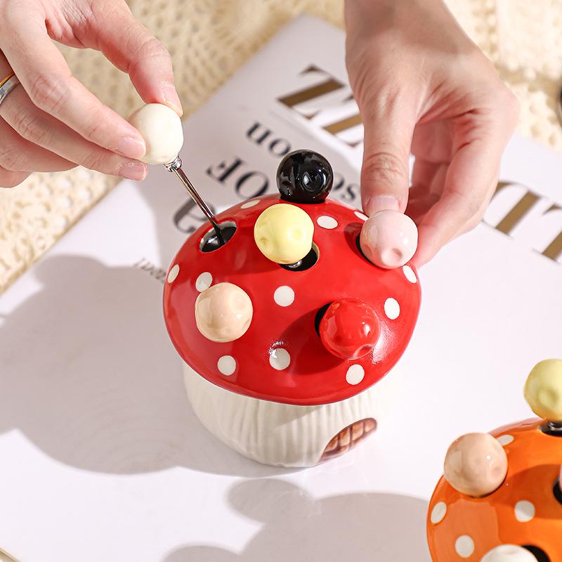 Cute Mushroom Fork Set: Stainless Steel Dessert & Fruit Picks In Jar for Kids' Safety