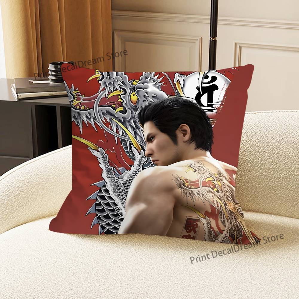 Japanese Game Y-Yakuza K-Kiryu Dragon Pillow Case For Sofa Decor Office Room Printing Cushion Cover Decorations and Protector