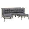 VidaXL Salon de jardin 5 pcs avec coussins Gris Résine tressée, ensemble de salon d'extérieur, ensemble de mobilier 319664