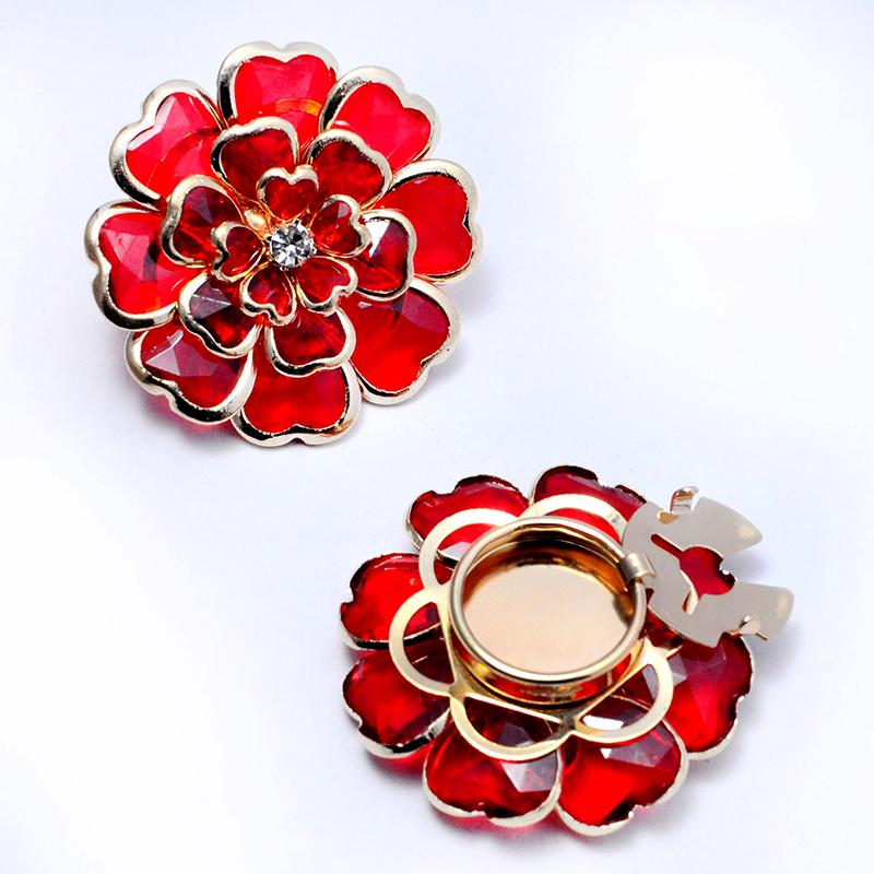 Women Double layer Flower Button Cover Clothing Decoration Accessories DIY Floral Pattern Wedding 38x17mm