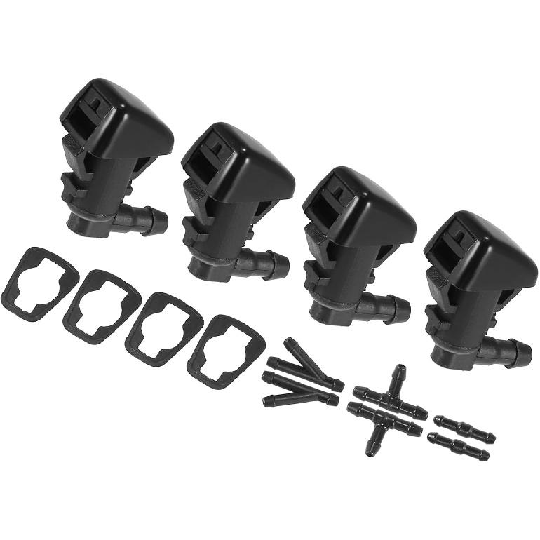 

Motoforti 4pcs Car Front Windshield Washer Nozzles for Jeep Commander 06-10 for Liberty 2008-2012 for Dodge Nitro 2007-2011 with 6pcs Connectors