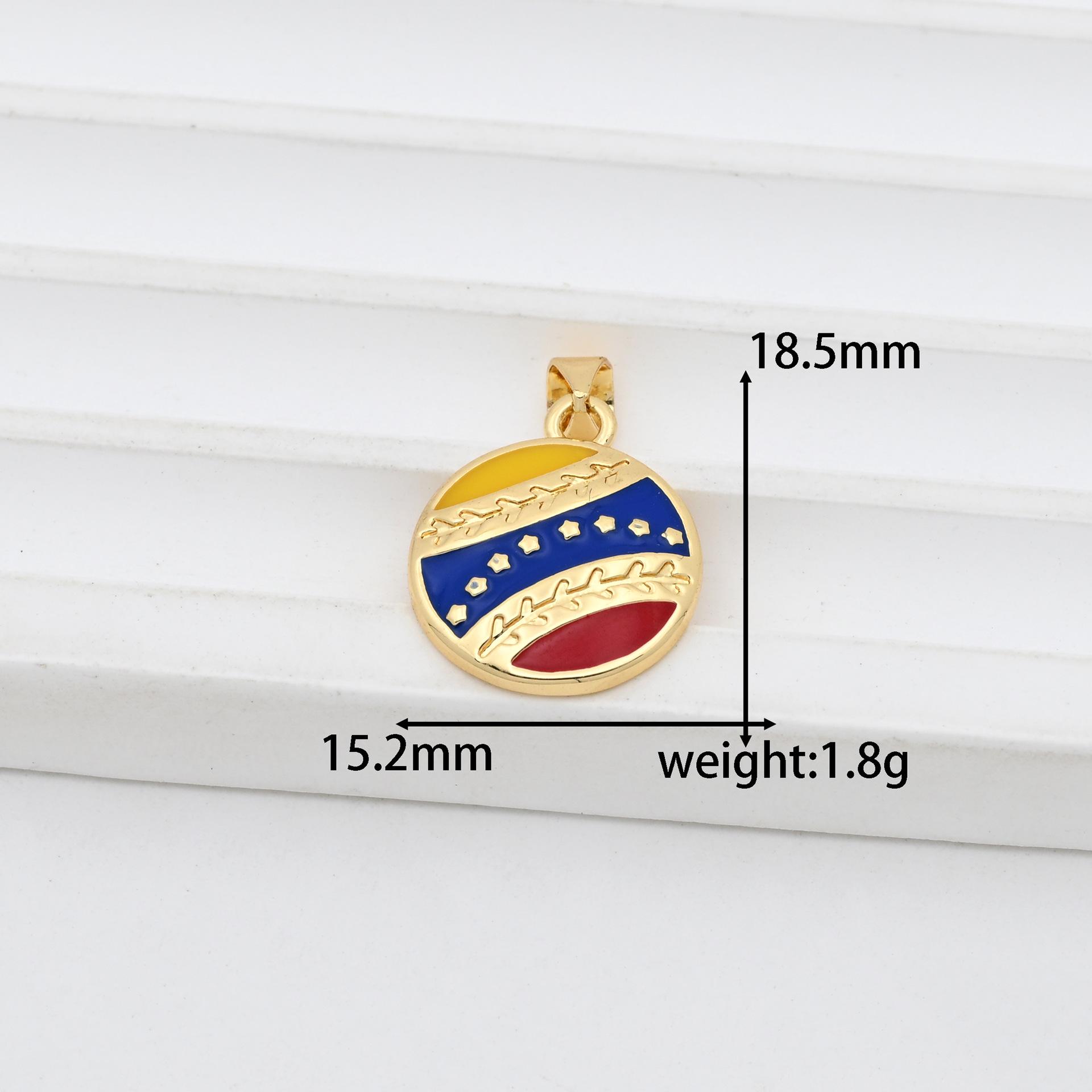 Venezuela Flag Heart Pendant Necklace - Copper Enamel Clavicle Chain for Women